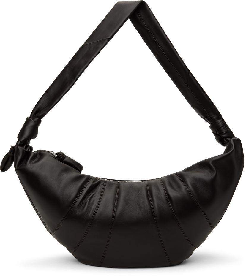 Axelväska LEMAIRE LEMAIRE Large Croissant Leather Shoulder Bag Svart | BG0000 LL095