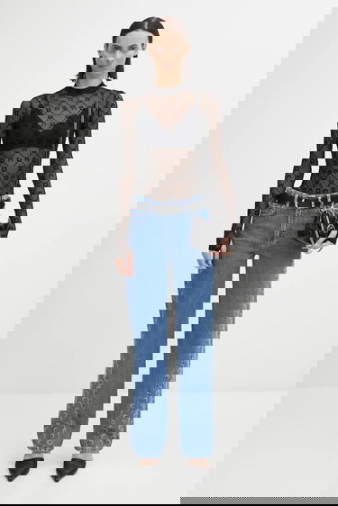 Jeans Marine Serre Moon Laser Denim Baggy High Waist Jeans Blå | WPA169ACDEN0002, 5