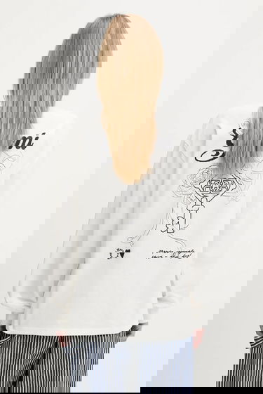 Sweatshirt GANNI GANNI Re-cut Heavy Jersey Charm Long Sleeve T-Shirt Vit | T4139, 2