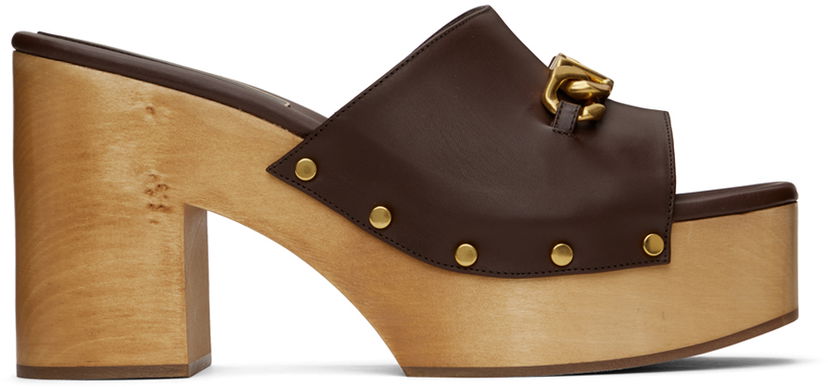 Sneakers och skor Valentino Valentino Garavani VLogo Chain Platform Mules Brun | 2W2S0GC1YZX