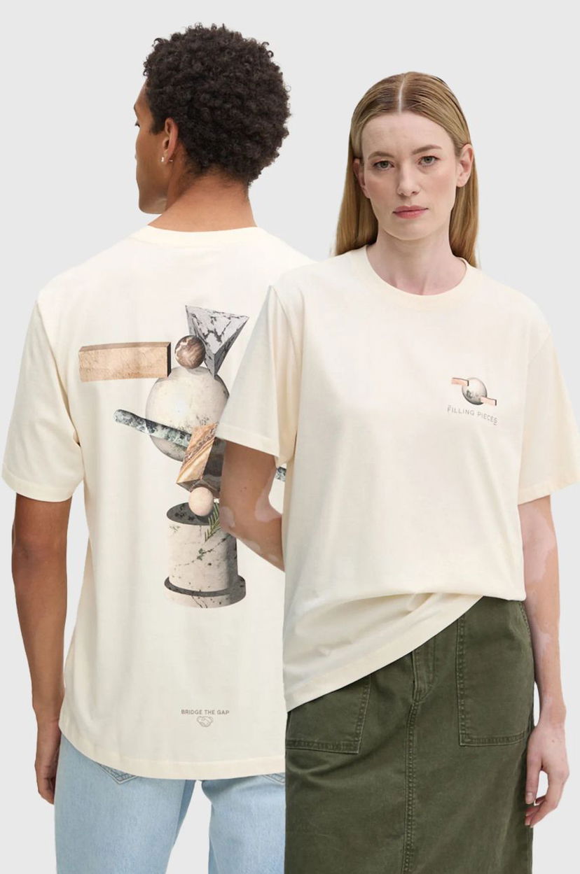 T-shirt Filling Pieces Beige Graphic T-Shirt Vit | 74414089936