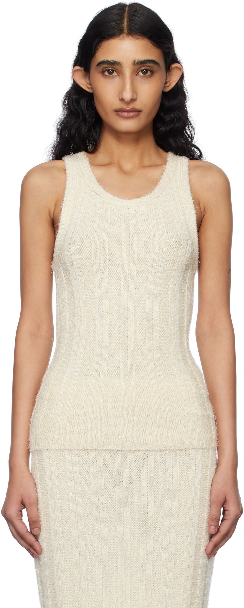 Linne Khaite KHAITE Lena Knit Tank Top Beige | 9744309