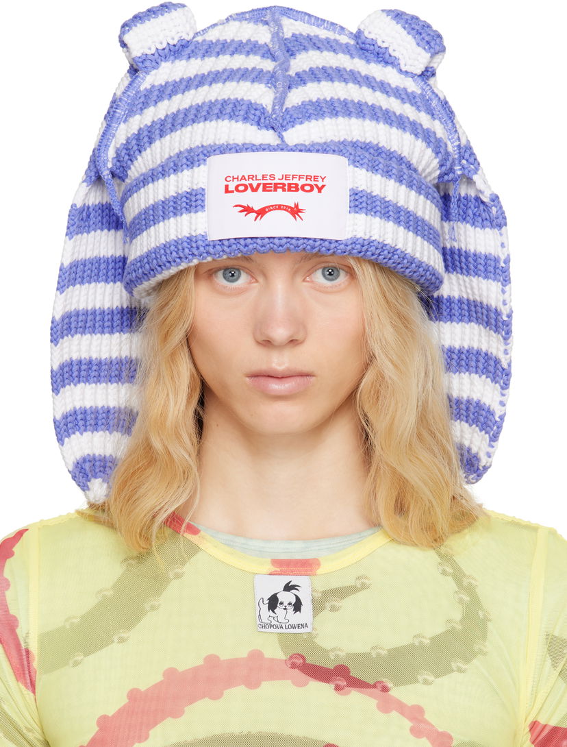 Mössa Charles Jeffrey Loverboy Charles Jeffrey Loverboy Chunky Knit Rabbit Beanie Blå | 54131501
