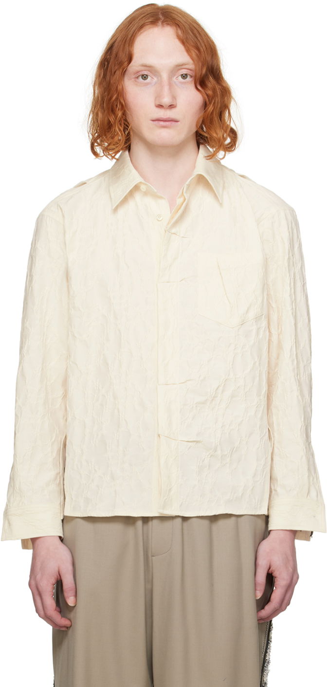 Skjorta ADER ERROR Textured Button-Up Shirt Beige | BN01SSSH0102IV