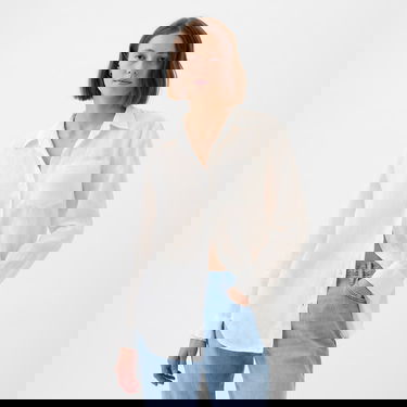 Skjorta GAP Linen Boyfriend Shirt New Off White Vit | 875983-03, 0