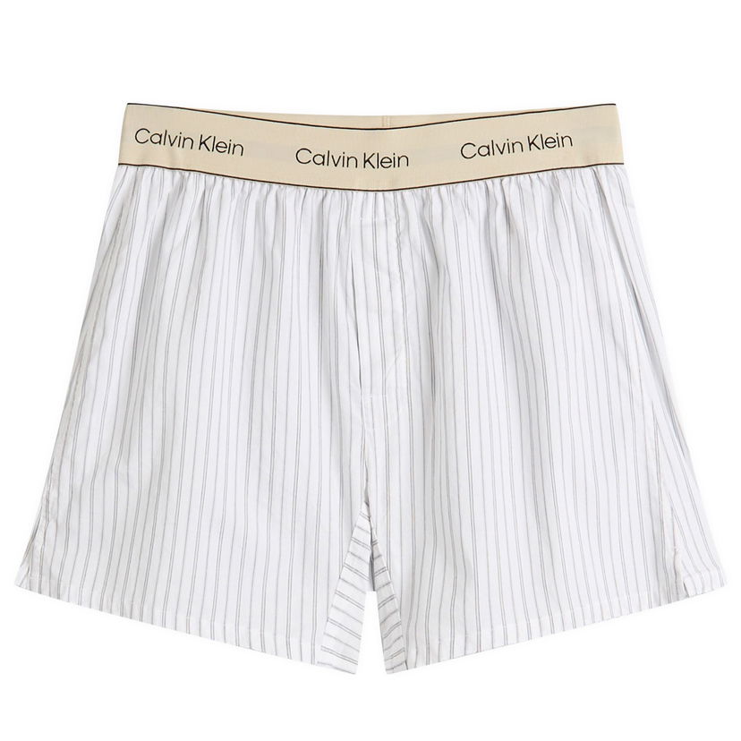 Boxare CALVIN KLEIN Calvin Klein Cotton Poplin Trad Boxer Shorts, Size Large Vit | LV00NM2945ZEW