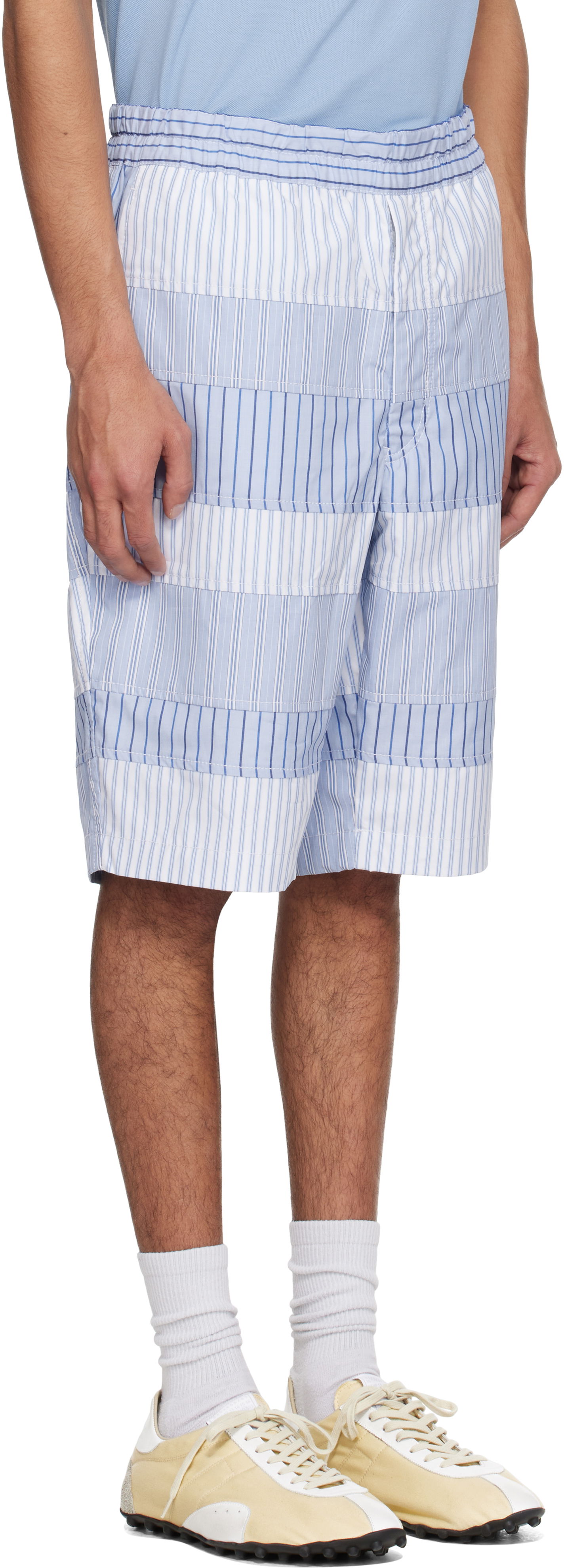 Shorts Comme des Garçons Comme des Garçons Shirt Yarn Dyed Stripe Poplin Shorts Blå | FO-P004-051, 1