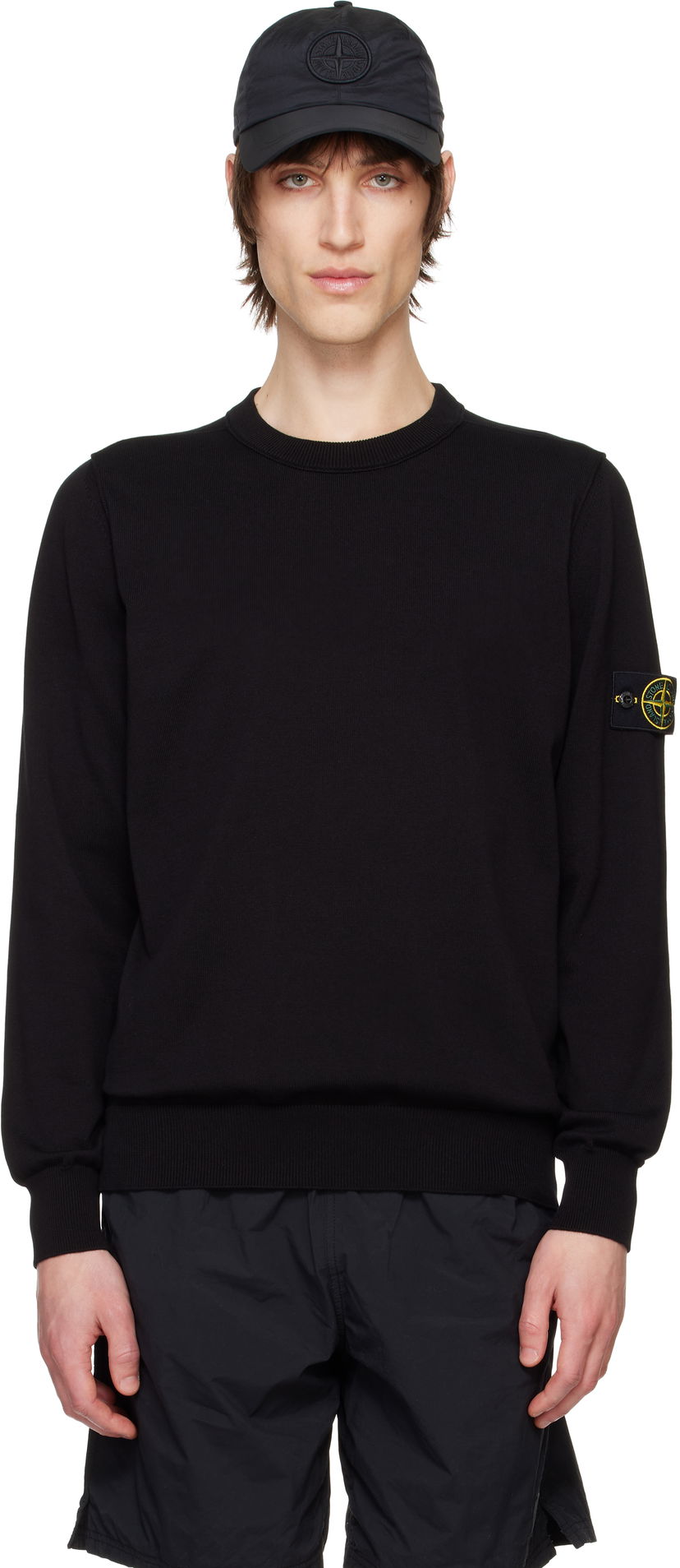 Sweater Stone Island Stone Island Organic Cotton Crewneck Sweater Svart | K1S15 5100053 S00B2