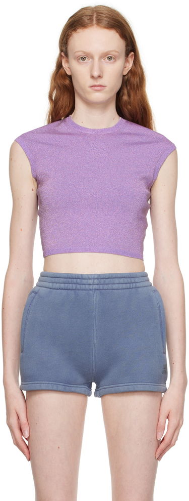 T-shirt Alexander Wang Purple Cropped T-Shirt Purpur | 4KC3231018, 0