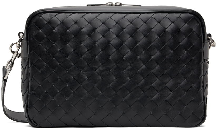 Axelväska Bottega Veneta Bottega Veneta Leather Messenger Bag Svart | 755925 V2HL1