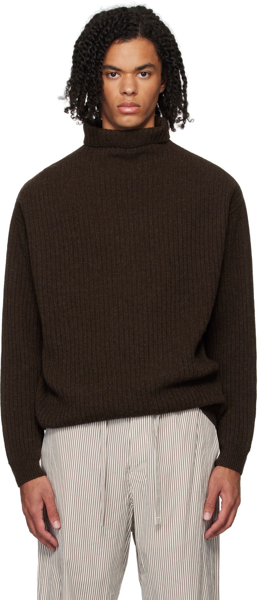 Sweater LEMAIRE Lemaire Felted Turtleneck Sweater Brun | TO1264 LK1027