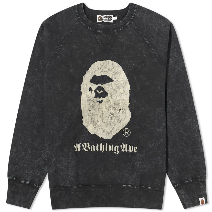 Sweatshirt BAPE A Bathing Ape Overdye Crew Neck Sweatshirt Svart | 001SWK301015M-BLK