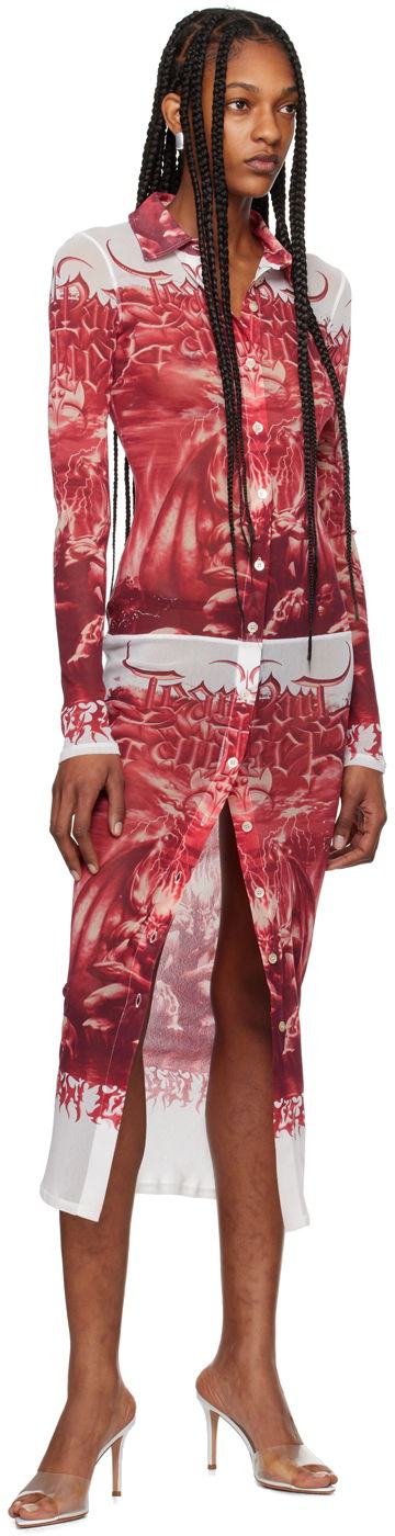 Klä Jean Paul Gaultier Gaultier 'The Diablo' Mesh Midi Dress Röd | 24/25-F-RO095-T546-0130, 3