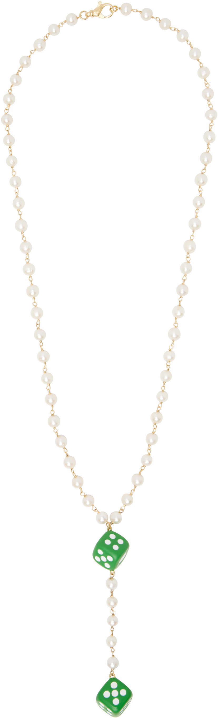 Halsband VEERT VEERT Pearl Dice Rosary Necklace Grön | CA09PL