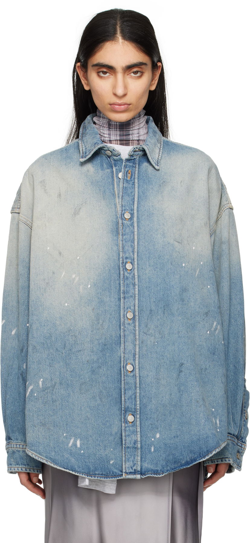 Skjorta Acne Studios Acne Studios Button-Up Denim Shirt Blå | CB0103-