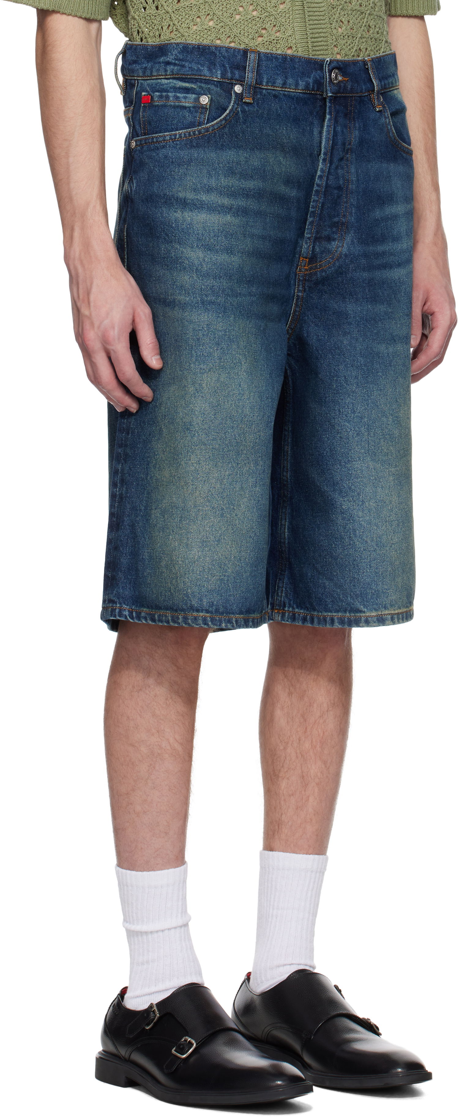 Shorts BOSS Hugo Logo Patch Denim Shorts Blå | 50537732, 1