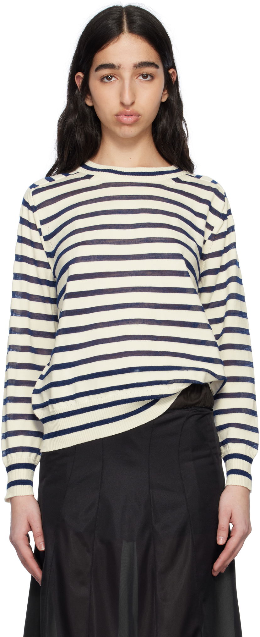 Sweater Comme des Garçons Comme Des Garçons Horizontal Stripe Cotton Sweater Vit | TO-N007-S25