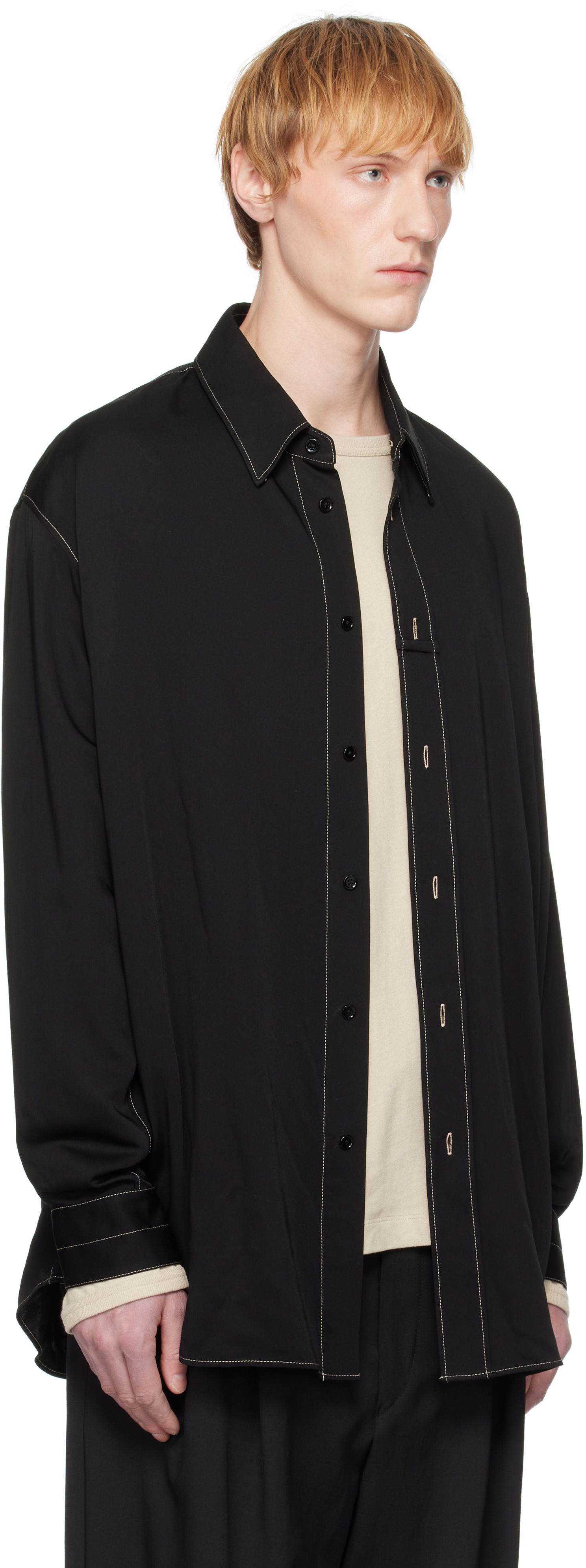 Skjorta LEMAIRE Lemaire Loop Button-Up Shirt Svart | SH1169 LF1392, 1