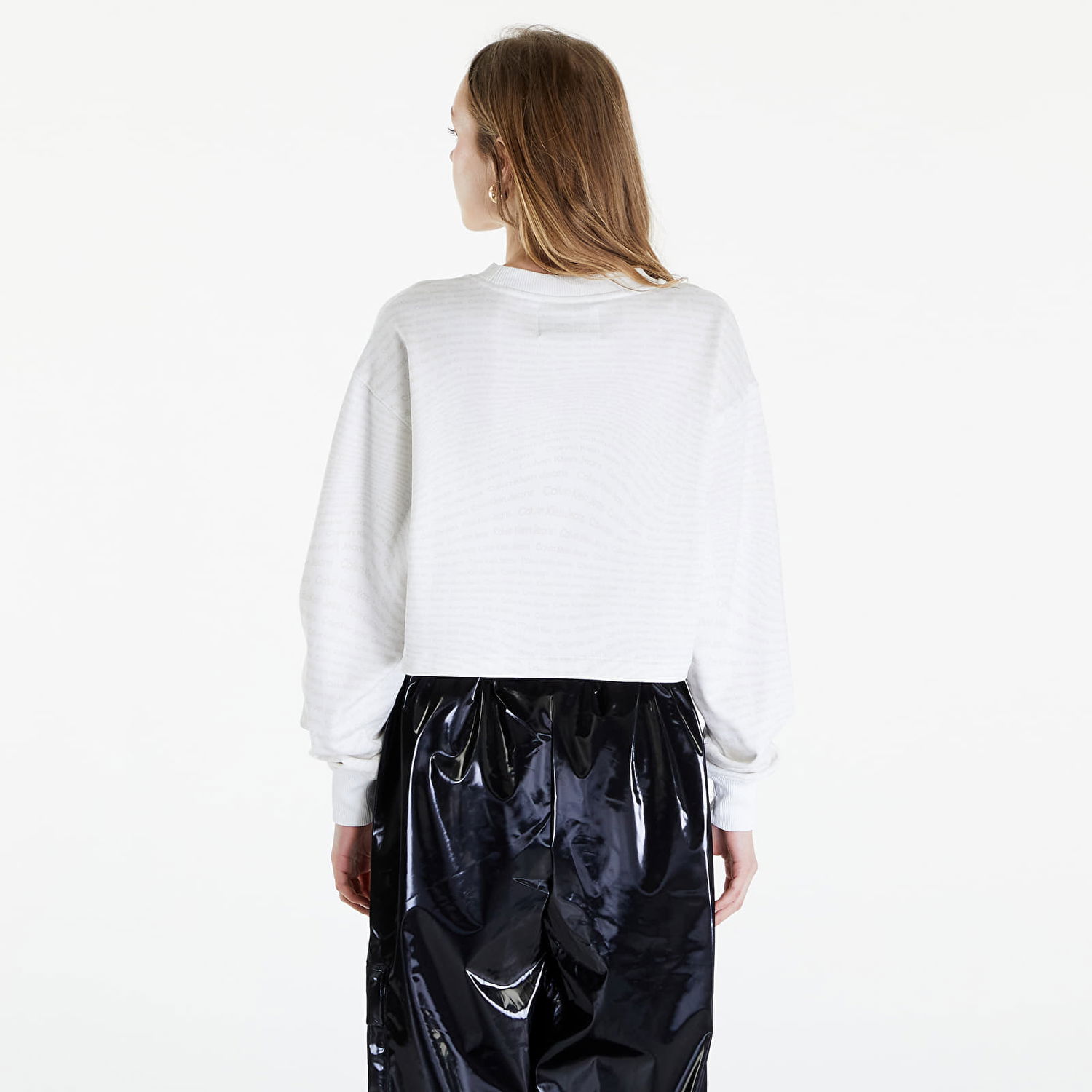 Sweatshirt CALVIN KLEIN Jeans Logo Short Crewneck Warp Logo White Vit | J20J223072 0K9, 1