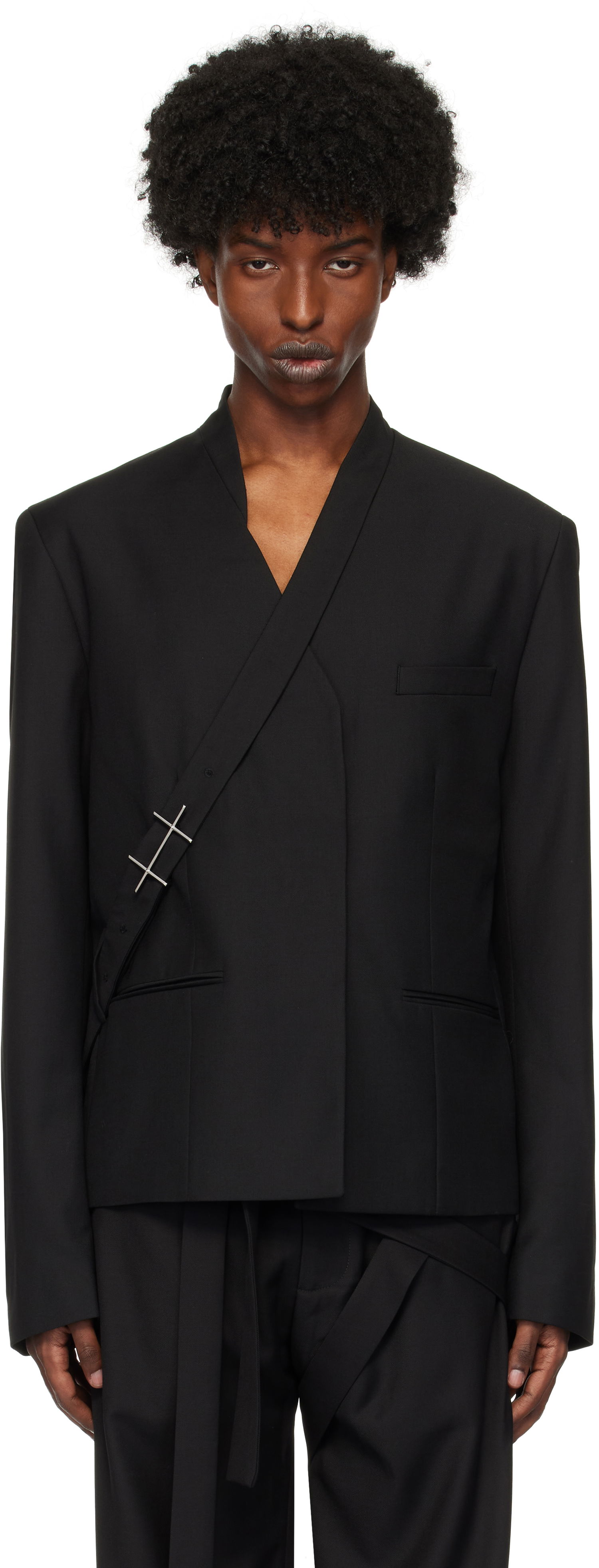 Väst HELIOT EMIL Wrap Closure Blazer Svart | AW24_M_04_045_BLK01, 0