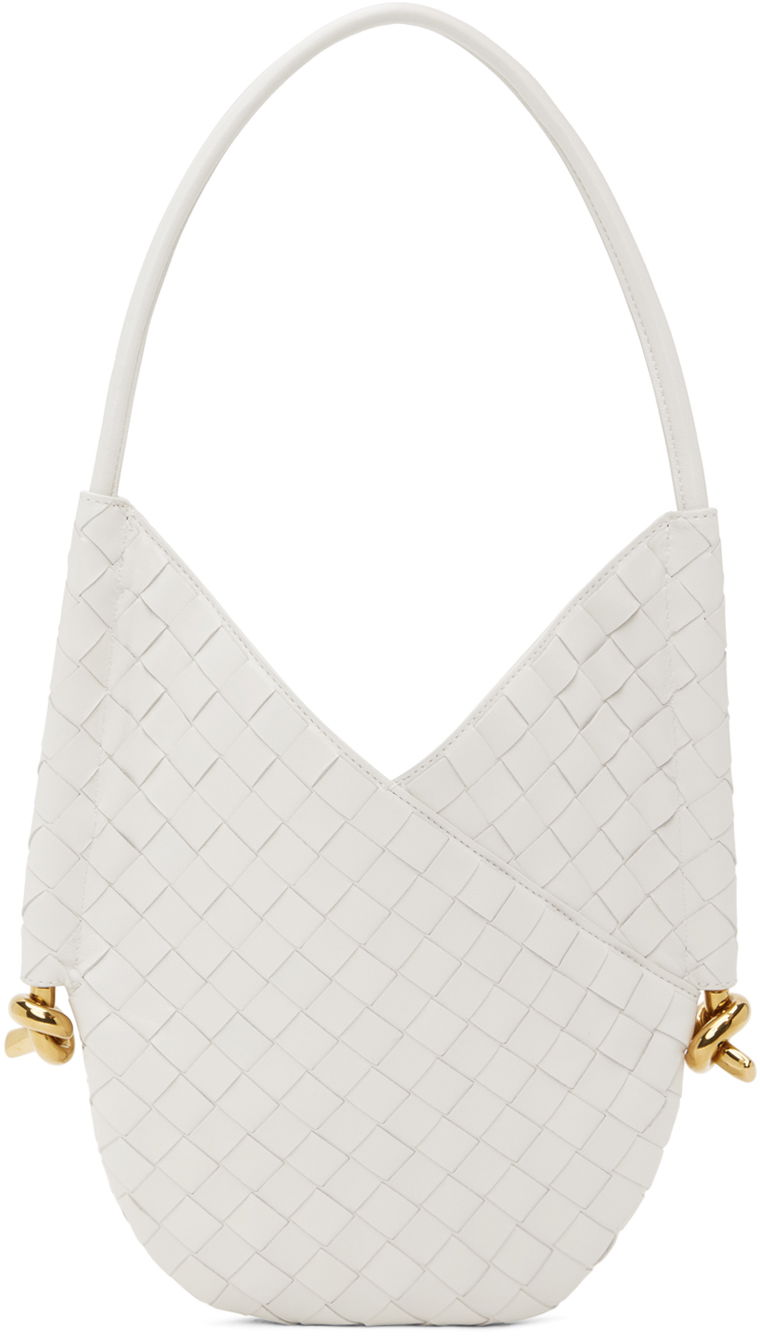Handväska Bottega Veneta Small Intrecciato Leather Shoulder Bag Vit | 740898 VCPP1