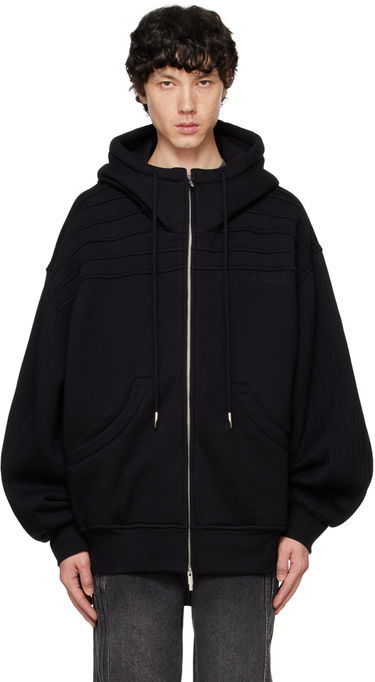 Sweatshirt Feng Chen Wang Feng Chen Wang Pleated Zip-Up Hoodie Svart | FUF18HD03B, 0