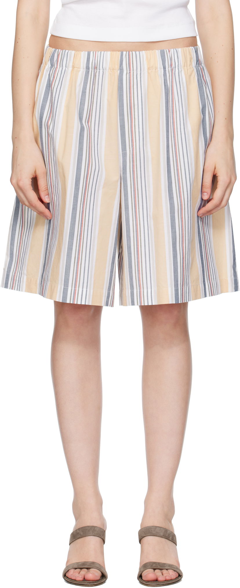 Shorts Baserange Baserange Stave Striped Casual Shorts Gul | SHST-PO-SU25