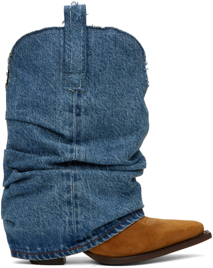 Kläder R13 R13 Low Rider Cowboy Denim Boots Blå | R13S0109-DEN