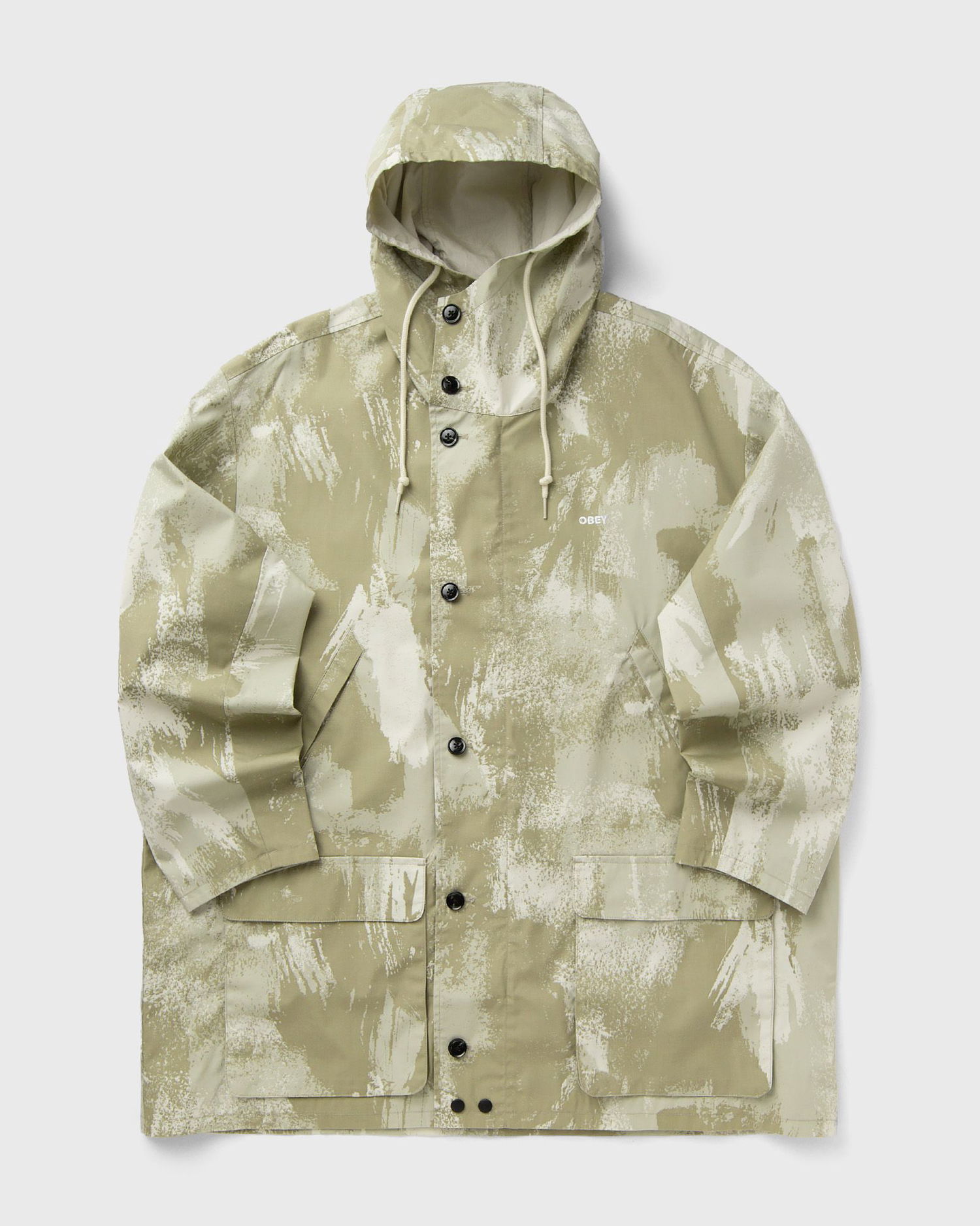 Parkas OBEY Stanwood Brushstroke Pattern Hooded Button-Front Parka Beige | 121800598-BCM, 0