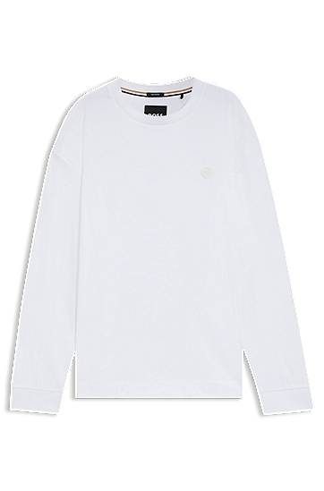 T-shirt BOSS Mercerised-cotton T-shirt with Double B monogram Vit | 50557846, 0