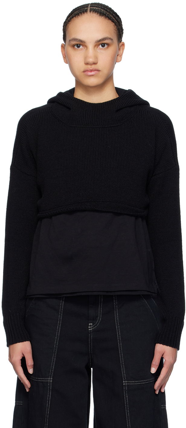 Sweatshirt Maison Margiela MM6 Cropped Hoodie Svart | S52GP0151 S18448