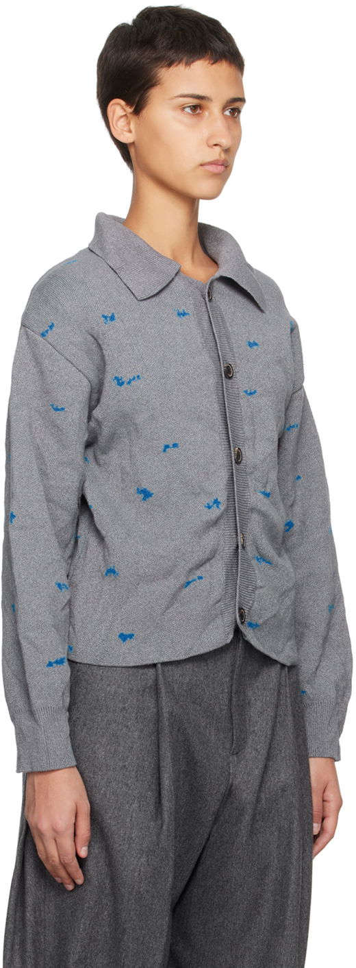 Sweater ADER ERROR Embroidered Button-Up Cardigan Grå | BMADFWKT0703GR, 1