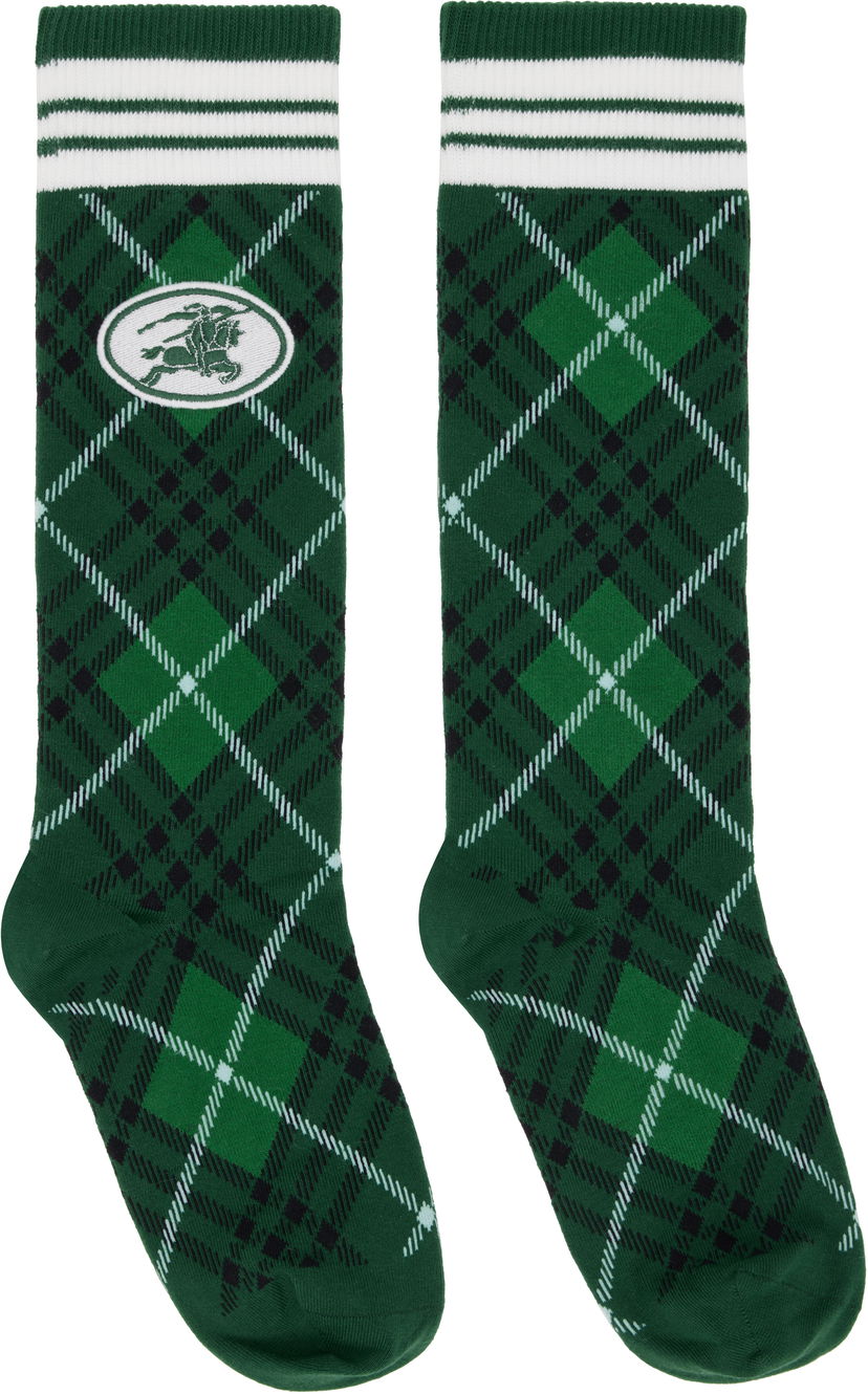 Strumpor Burberry Burberry Argyle Check Stretch Socks Grön | 8113536