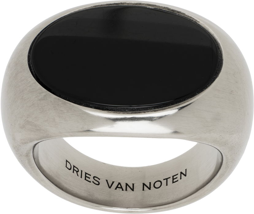 Ringa Dries Van Noten Dries Van Noten Stone Signet Ring Metallisk | 251-028202-092