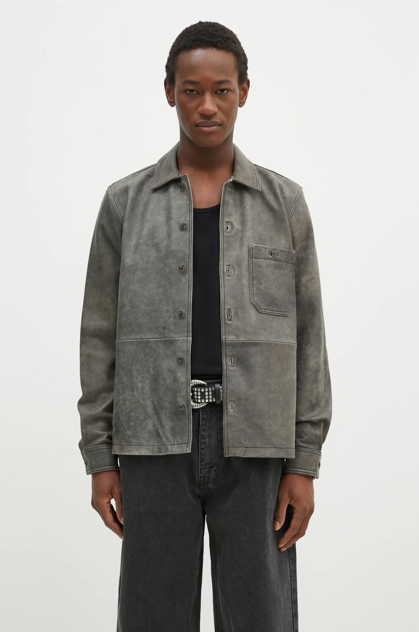 Skjorta Samsoe Samsoe Samsoe Samsoe Saruffo X C Leather Shirt Jacket Grå | M24400053, 0