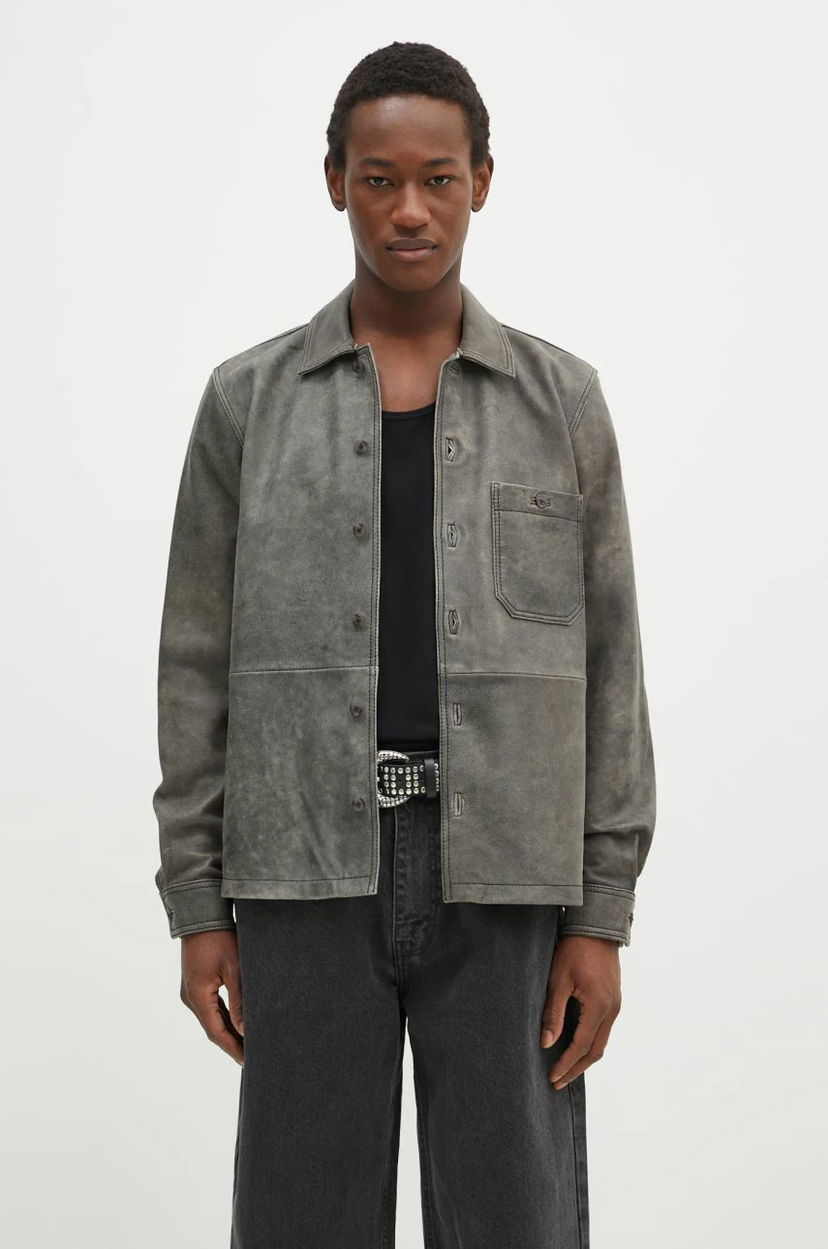 Skjorta Samsoe Samsoe Samsoe Samsoe Saruffo X C Leather Shirt Jacket Grå | M24400053