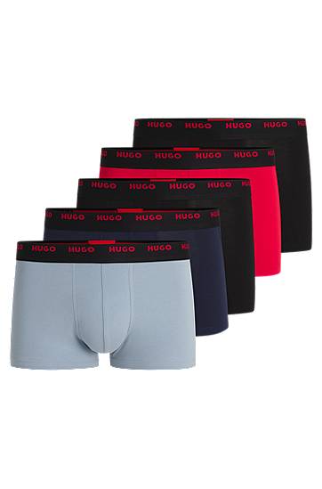 Boxare BOSS HUGO Stretch-Cotton Trunks with Logo Waistbands, 5-Pack Flerfärgad | 50532619