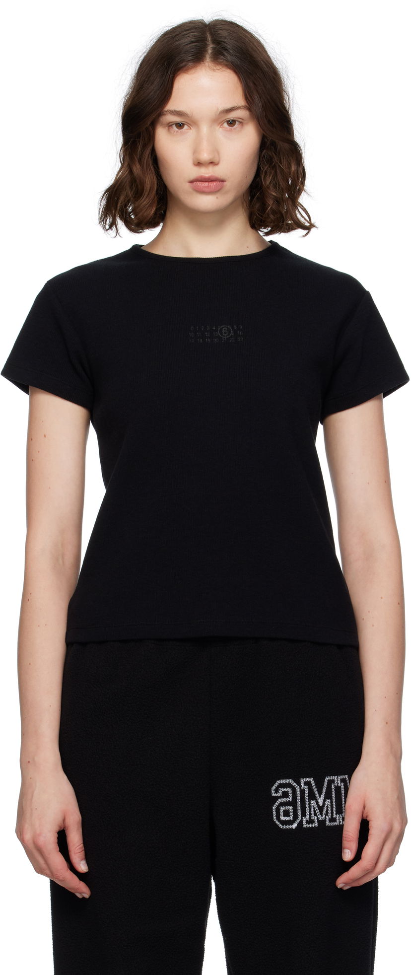 T-shirt Maison Margiela MM6 Maison Margiela Ribbed T-Shirt Svart | S52GC0357 M20122