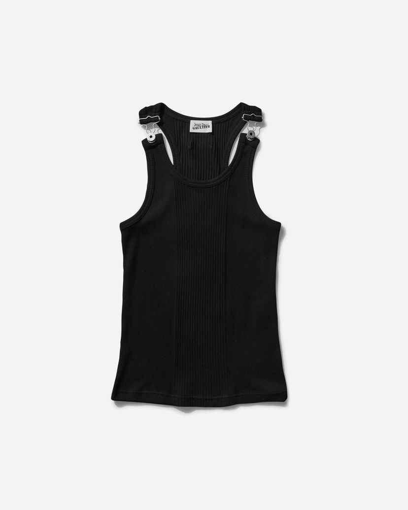 Linne Jean Paul Gaultier Patch Detail Ribbed Tank Top Svart | 24-25-U-DB023-J054 00