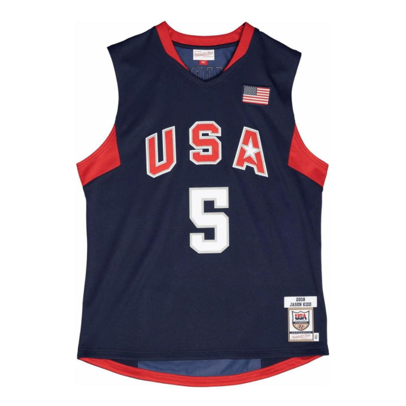 Linne Mitchell & Ness Mitchell & Ness USA Basketball #5 Jersey Mörkblå | AJY44384-USA08JKINAVY