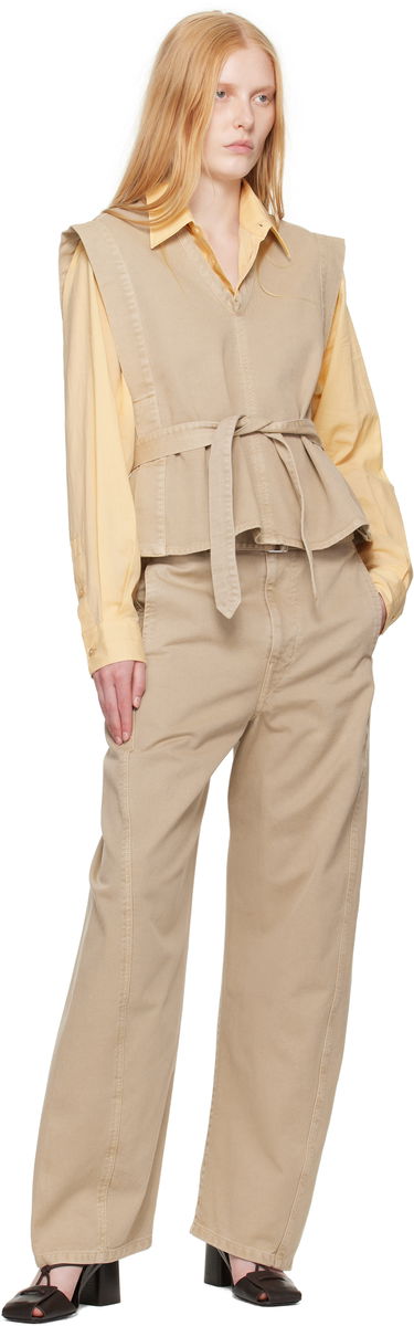 Väst LEMAIRE Lemaire Chasuble Denim Peplum Vest Beige | TO1227 LD1043, 3