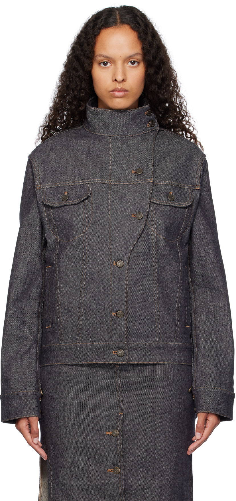 Jacka Courrèges Motorcycle Denim Jacket Blå | 424DBL217DE0035