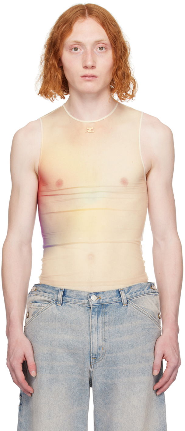 Linne Courrèges Aura Semi-Sheer Tank Top Beige | 124JTO088PR0059
