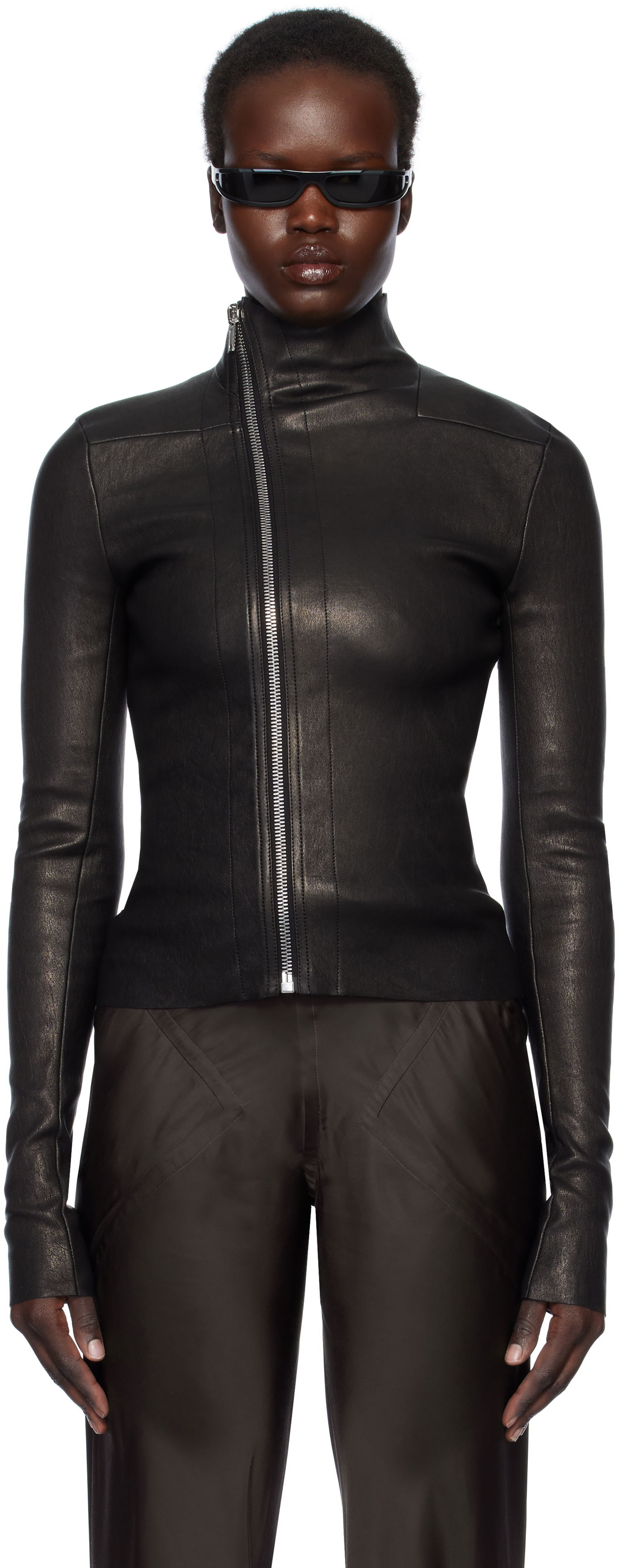 Sweater Rick Owens Rick Owens Hollywood Gary Leather Jacket Svart | RP01E7701 LSV, 0