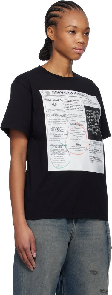 T-shirt Maison Margiela MM6 Maison Margiela Newspaper Print T-Shirt Svart | S52GC0337 S24312, 1