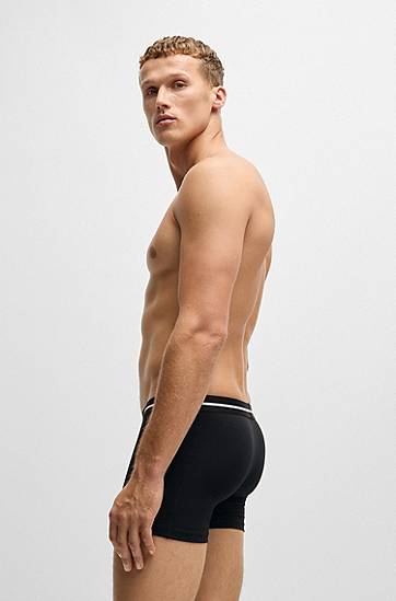 Boxare BOSS Three-pack Stretch-Cotton Boxer Briefs with Logos Svart | 50510698, 1