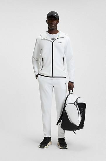 Träningsbyxor BOSS BOSS Active Stretch-Gabardine Tracksuit Bottoms with Thermoregulating Technology Vit | 50542940, 1