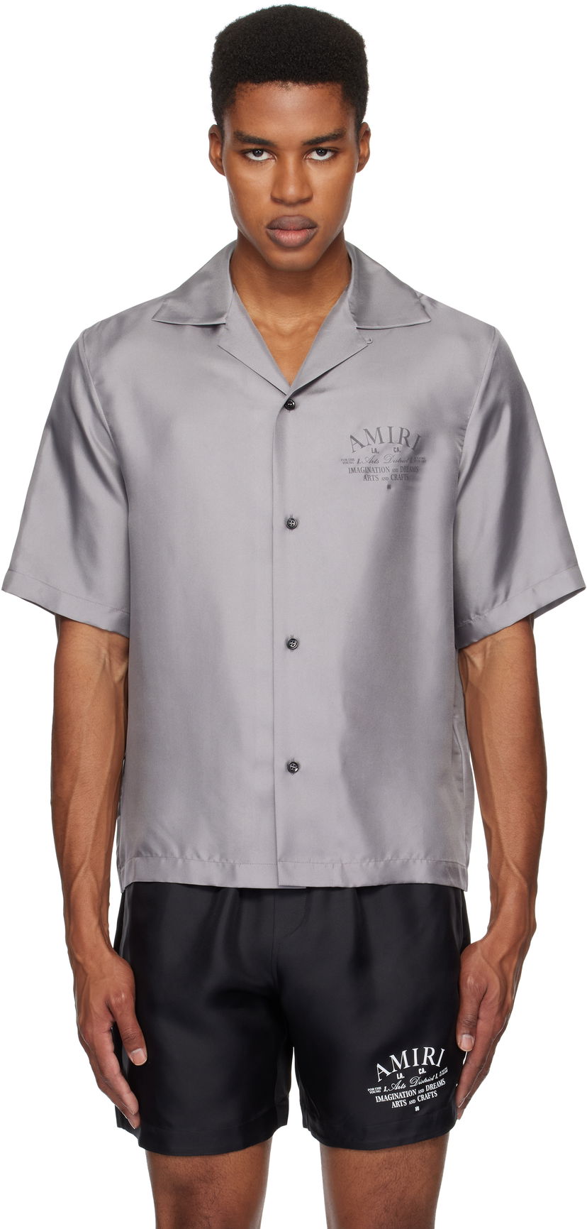 Skjorta AMIRI 'Arts District' Bowling Shirt Grå | AMSTBW1018