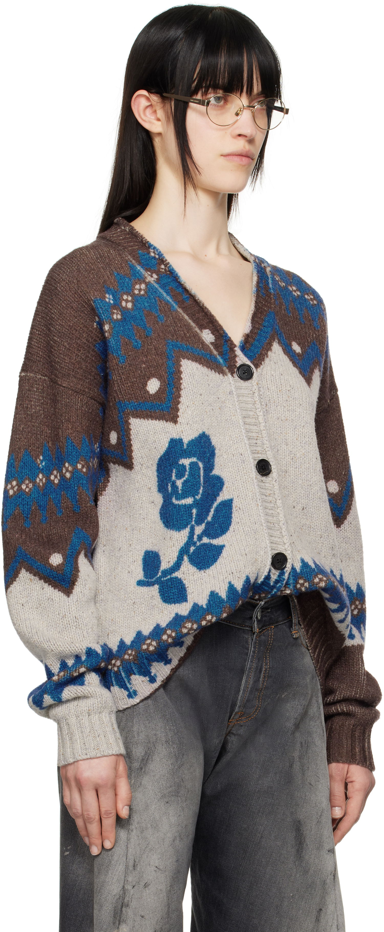 Sweater Acne Studios Acne Studios Jacquard Wool Cardigan Flerfärgad | A60577-, 1