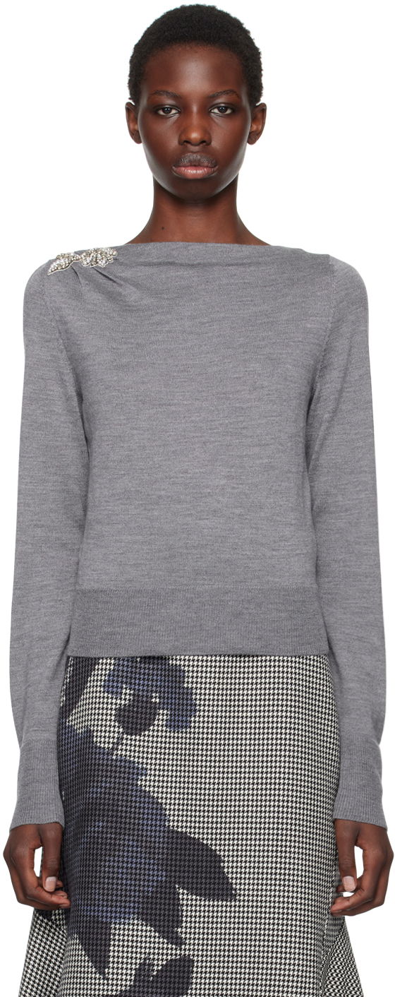 Sweater Erdem Drape Detail Knit Sweater Grå | PF24_F1KT3_GYEKW